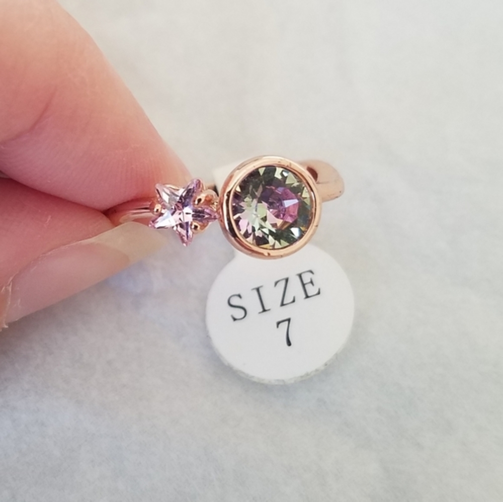 Vitrail Crystal Gemstone Ring {size 7}